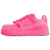 LOUIS VUITTON Trainer Maxi Suede Low top Skateboard Shoes Unisex Pink 1AD7BA 42 pink