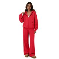 Women's Two Piece Sweatshirt Set with Wide Leg Pants Casual Track Suit for and Wear L raudona
