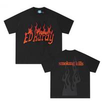 Flames Shadow Rhinestone Boxy Tee MGK 's Same Style 100% Cotton Fashion Comfortable Tops Summer Round Neck Top XS juoda