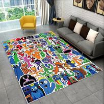 3D R-Rainbows Friends Animacinis Žaidimas Kilimas Kilimas Miegamojo Svetainės Sofos Žaidimų Kambario Durų Kilimėlis Namų Dekoras, Vaikų Zonos Kilimas Neslystantis 40x60cm black