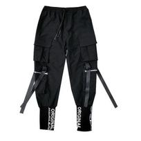 Streetwear juostelės kišenės Harem kelnės vyrams Pavasaris Vasara Laisvalaikio sportinės kelnės Hip Hop bėgimo kelnės Slim Fit Juodos vyriškos pieštuko kelnės XXXL juoda