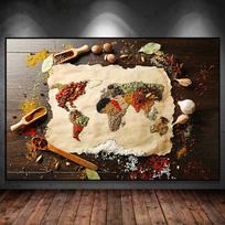 Canvas Painting Wall Art World Map Spice and Seasoning Pictures Prints Artwork for Gallery Living Room Home Decor Kitchen Decor 20X40CM No Framed beige