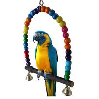 Medinis pakabinamas sūpynių žaislas Spalvingos karoliukų stovas Paukščių reikmenys Su varpeliais Papūgoms Voverėms Stick length 10cm blue