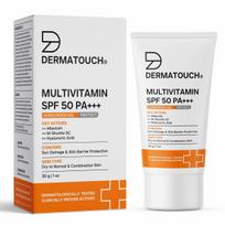 DERMATOUCH Multivitamin SPF 50 PA+++ Sunscreen Gel For All Skin Types | UVA-UVB Protection | Zero White Cast | Adult Unisex | 30g white