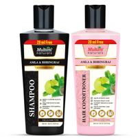 Multani Naturals Amla & Bhringraj Shampoo 270 ml + Conditioner 270 ml Combo | Ayurvedic Hair Care for Stronger, Shinier Hair | Helps Reduce Breakag black