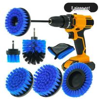 8-Piece Electric Drill Brush Set for Home and Auto Cleaning – Tile, Car, and More! Green; 8-Piece Set (Excludes Drill); PP blue