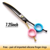 Fenice Professional 7.25 Inch Black Gold Dog Grooming Scissors Curved Thinner Chunker Scissors Shears For Dogs Tijeras Tesoura