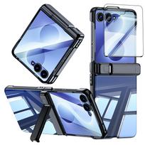 Samsung Galaxy Z Flip 8 dėklas su vyrio apsauga ir įmontuotu ekrano apsauginiu dangteliu PC TPU-Juodas juoda