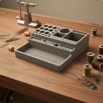 Fly Tying Station MultiCompartment Design Bench Organizer PETG Material for Hobbyists, Rotatable gray