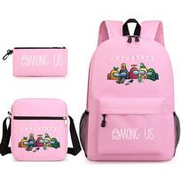 Among Us Games Among Us Space Werewolf Backpack Small Shoulder Bag Pencil Bag Three-Piece School Bag One size fits all rožinė