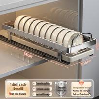 Stainless Steel Pull-Out Dish Drying Rack white