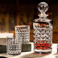 Shangqi Crystal Glass Decanter and Whiskey/Beer Glasses Set brown