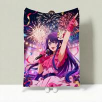 Anime O-Oshi no Ko Throw Lightweight 240g Flannel Blanket Soft Skin-friendly for Summer Cooling 75cmx90cm gray