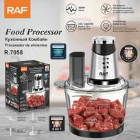 EU-Standard Meat Grinder, Household 3L Garlic Peeler, Dough Mixer, Food Processor, Baby Food Maker, and Egg Beater R.7058 gray