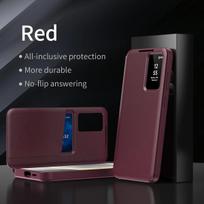 For Samsung Galaxy S25 S23 S24 S26 Ultra A57 A37 Case Original PU Leather Card Pocke Flip Smart Display Transparent Window Cover Galaxy A16