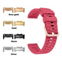 Compatible with Fitbit Charge 6 5 Women Girl Rose Gold Buckle Wristband for Chagre 5 6 Metal Connector Replacement Watch Strap Charge 5&Silver Connector raudona