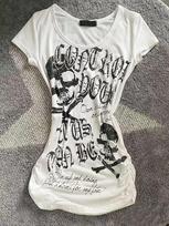 Vintage Spicy Skull Print Punk Rock Slimming Top Extra Large balta