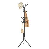 SONGMICS Drabužių kabykla, Metalinis drabužių stovas, Laisvai pastatomas organizatorius drabužiams, krepšiams, skrybėlei, 175 cm aukščio, 16 kabliukų, prieškambariui, svetainei, miegamajam juoda