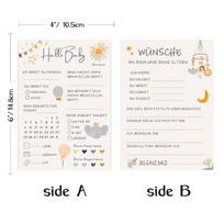 10Pcs Gender Reveal Party Game Card Baby German Game Cards Baby Shower Guessing  Party Supplies Manualidades white
