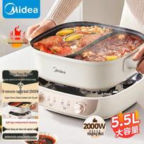 Midea 5,5 l dalomas elektrinis karštasis puodas su dviguba temperatūros kontrolę black