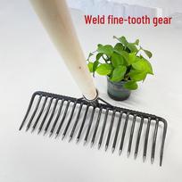 Multi-Tooth Alloy Steel Rake: Versatile Tool for Raking Grass, Leveling Soil, and Loosening with Fine-Tooth Design. 18-tooth welded fine tooth rake single head green