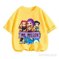 Children Summer KPop Demon Hunters T-shirt Huntrix Short Sleeve Anime Tshirt Boys Clothes Girls 130 white