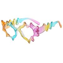 Niche Ice Ribbed Exaggerated Sunglasses Avant-garde Spicy Girl Transparent Crystal Clear Jelly Colored Instagram Sunglasses as picture įvairiaspalvis