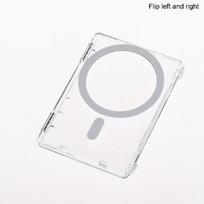 For Phone Magsafe Transparent Case Magnetic Stand Holder Wallet 2 Card Slots Double Strong Magnet Shockproof Phone Cover white
