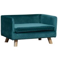 Šuns Sofa Šuns Lova Skandinaviškas Dizainas Minkšta Pagalvė Medinės Kojos dim. 64 x 45 x 36 cm Mėlyna aksomo spalva 64 x 45 x 36 cm
