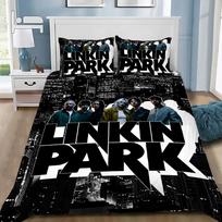 Rock band Bedding Set Linkin P-Park Duvet Cover Pillowcase Adult Boys and Girls Bedroom Decoration Children Single Double Large 135cm*200cm gray