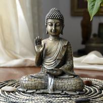 Budos ornamentai Budos statulėlės Tailando skulptūra Budizmo figūrėlė Meditacija Namų biuro stalo dekoras Rankdarbiai Fengšui Dovana gray