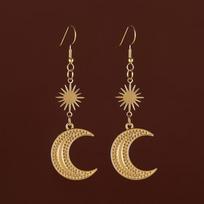 New Arrival Hippie Tribe Bohemia Gold Color Sun Crescent Moon Dangle Earrings for Women Infidels Witch Jewelry Accessories Gifts auksas
