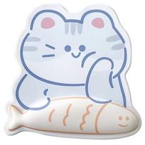 Ergonomic Cat&Fish Mouse Pad Hand Support Wrist Rest Cartoon Cat Keyboard Pad Kawaii Non-Slip Anti-skid Mouse Pad Home white