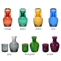 Bedside Carafe and Glass Set Household Large Capacity Glass Cold Water Pitcher and Cup for Bedroom Nightstand Viridis blue