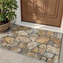 High Quality Pebble Silk Ring Floor MATS, Easy-to-maintain, Dirt-resistant and Wear-resistant Door MATS for Home Entrance Foyers, Bathroom Floor MATS 40X60CM brown