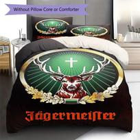 Jagermeister Deer Logo Vintage Print 3 Pieces Duvet Cover Set Bar Style Bedding Set, Bedroom Home Decor Bedding Without Pillow Core Comforter 135x200cm gray