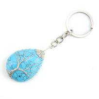 Hand-Wound Crystal Natural Stone Water Drop Keychain Key Chain Bag Pendant K18 brown