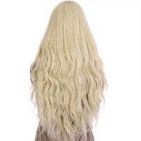 Moteriškos ilgos mados blondinės banguotos garbanotos viso peruko Cosplay vakarėlio princesės šukuosenos beige