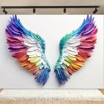 1 vnt. ryški angelo sparnų šventinė girlianda - Spalvota poliesterio, tinkama gimtadieniams, vestuvėms ir ypatingoms progoms 100x150cm white