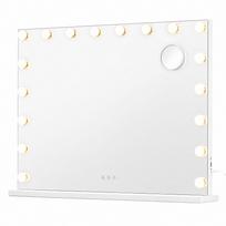 Kosmetinis veidrodis su 18 reguliuojamo ryškumo LED lempučių, matinės baltos spalvos, 62 × 80 × 5,7 cm