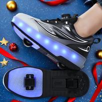 Children's Retractable Roller Shoes: 4-Wheel and Double-Wheel Skates for Boys and Girls 37 white