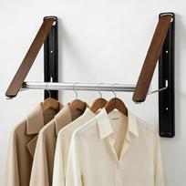 Folding Clothes Hanger,Wall Mounted Retractable Drying Rack,Aluminum Portable Clothes Storage Organiser for Space Saving,Robust Clothes Rack S brown