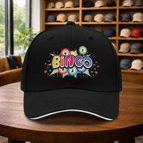 Bingo Balls Graphic Baseball Cap Unisex Adjustable Polyester Curved Brim Casual Hat One Size black