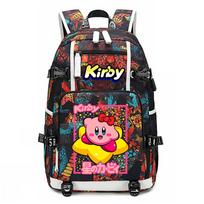 Kirby Animacinis Spaudinys Studentų Kuprinė Didelės Talpos Kelioninė Mokyklinė Kuprinė Vaikams Paaugliams black