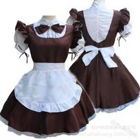 Vintage Cosplay Maid Outfit with Puff Sleeves and Lace Accents 4XL gray