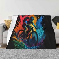 Mtb Kalnų Dviratis Downhill Menas Maža Kaina Naujas Spaudinys Naujovė Mada Minkštas Šiltas Antklodė Mtb Važiavimas Dviračiu Dviračio Downhill Dviračių Sportininkas 30x40in blue