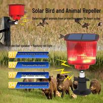 Solar Animal Repeller with Timed Sound & Light Alarm for Birds, Fish, and Pests Yellow Edition, Chinese red