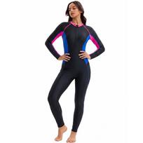 Middle East conservative swimsuit women's one-piece long-sleeved trousers sun protection wetsuit color matching new surf suit S black