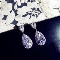 Classic AAA Big Zirconia Drop Crystal  Sterling Silver Earrings Tiny CZ Luxury Bridal Wedding Earrings for Women Wholesale sidabras