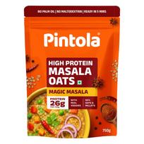 Pintola 26g Didelio baltymų kiekio Masala avižos 750g, Magic Masala, Pusryčių dribsniai su dideliu kiekiu skaidulų ir daržovių, Be palmių aliejaus, Be konservantų, 5 min Sveikas S orange